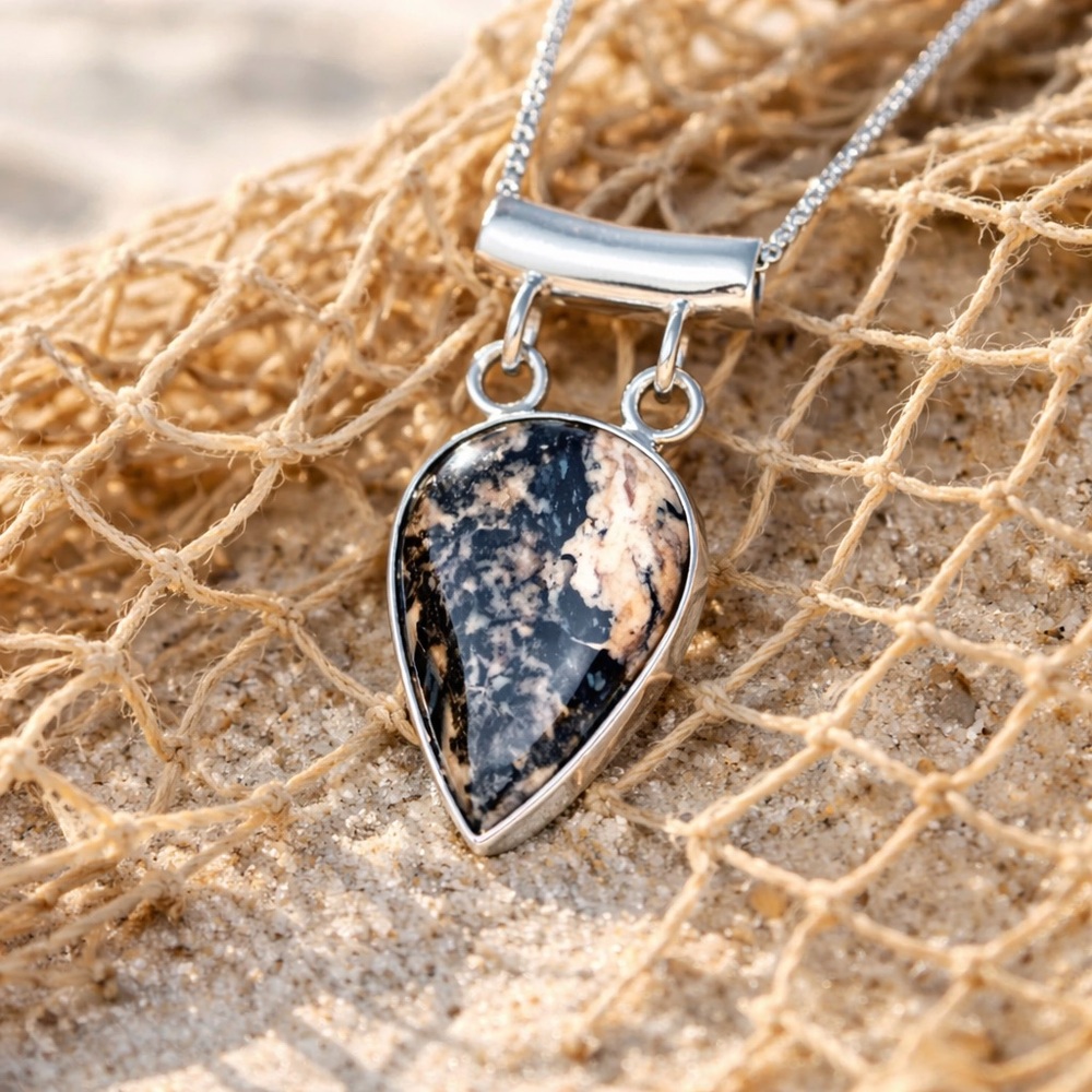 Honey Dendritic Opal Necklace View 5